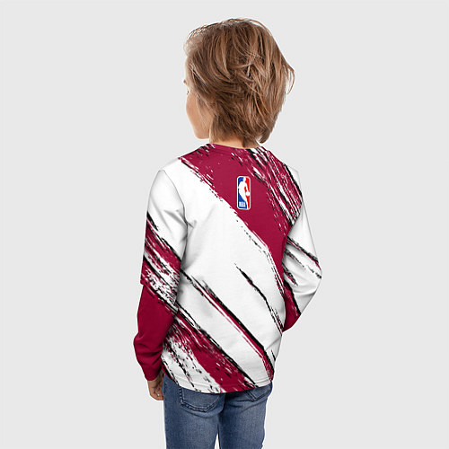 Детский лонгслив Майами Хит - линии с потертостями / 3D-принт – фото 4