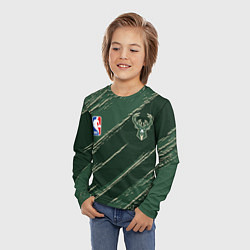 Лонгслив детский Милуоки Бакс - линии с потертостями, цвет: 3D-принт — фото 2