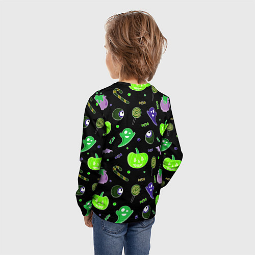 Детский лонгслив Halloween black pumpkin pattern / 3D-принт – фото 4