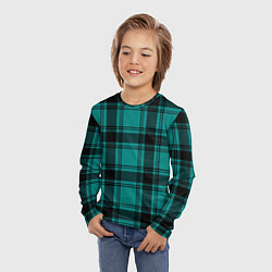 Лонгслив детский Checkered dark blue, цвет: 3D-принт — фото 2
