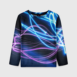 Детский лонгслив Неоновая абстракция на темном