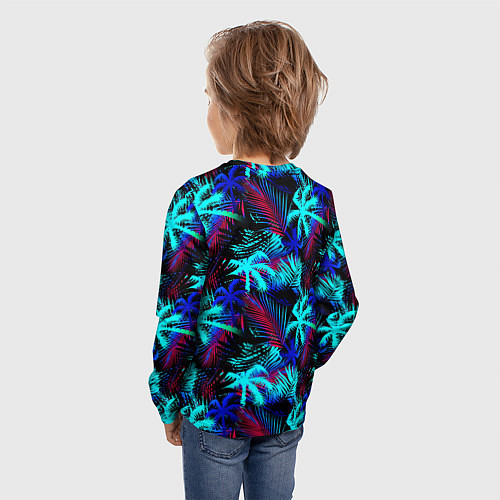 Детский лонгслив Palm blue light blue / 3D-принт – фото 4