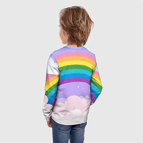 Детский лонгслив Lana Del Rey на фоне радуги / 3D-принт – фото 4