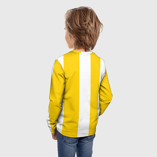 Детский лонгслив Color yellow white line / 3D-принт – фото 4