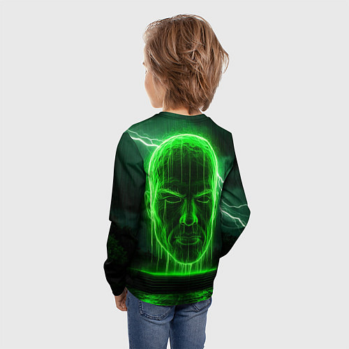 Детский лонгслив Неоновая голова / 3D-принт – фото 4