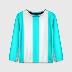 Лонгслив детский Color light blue white lines, цвет: 3D-принт