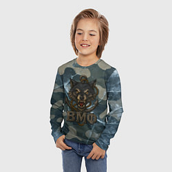 Лонгслив детский ВМФ волк на камуфляже, цвет: 3D-принт — фото 2
