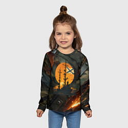 Лонгслив детский Корабль ВМФ на фоне камуфляжа, цвет: 3D-принт — фото 2