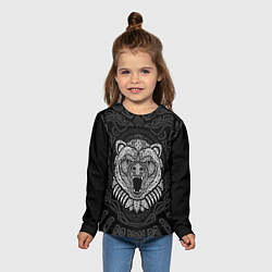 Лонгслив детский Медведь в кельтских узорах, цвет: 3D-принт — фото 2