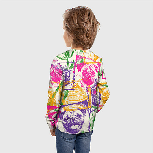 Детский лонгслив Мопс и праздник / 3D-принт – фото 4