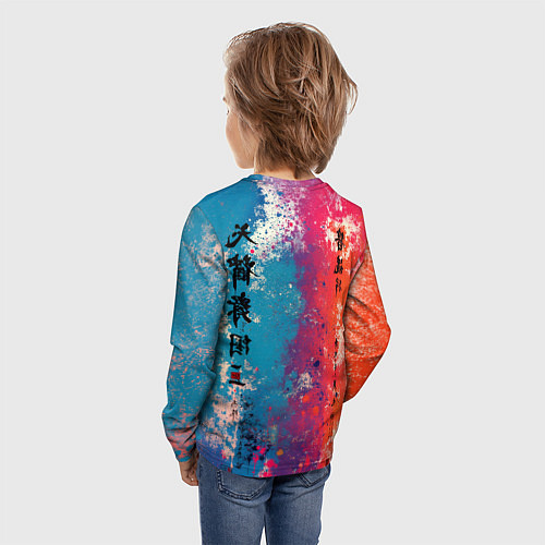 Детский лонгслив Призрачный самурай - краски / 3D-принт – фото 4