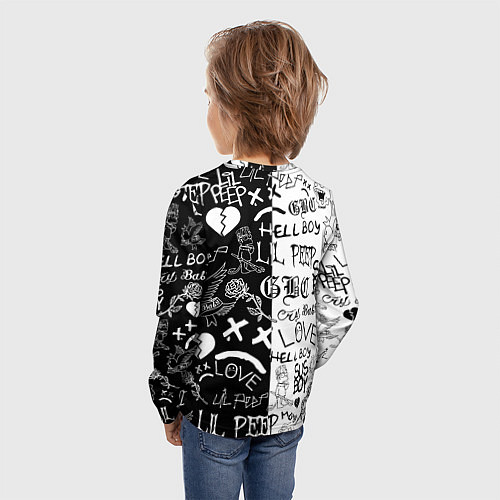Детский лонгслив Doom x liil peep pattern black / 3D-принт – фото 4