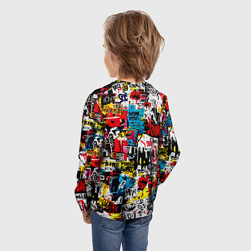 Детский лонгслив Граффити коллаж / 3D-принт – фото 4