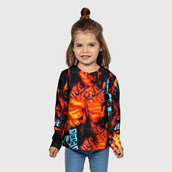 Лонгслив детский Абстрактная текстура рыжего пламени, цвет: 3D-принт — фото 2