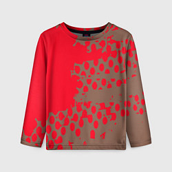 Детский лонгслив Абстрактные алые пятна на цвете какао