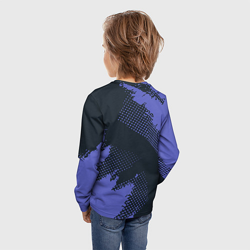 Детский лонгслив Абстрактная текстура в синем / 3D-принт – фото 4