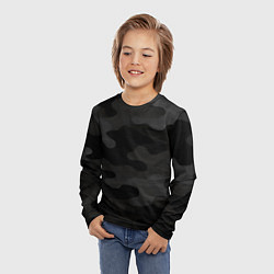Лонгслив детский Черно-серая текстура камуфляжа, цвет: 3D-принт — фото 2
