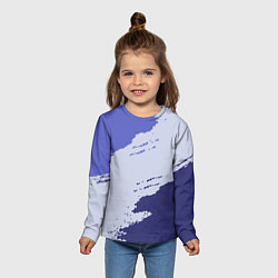 Лонгслив детский Сине-голубые неравномерные полосы, цвет: 3D-принт — фото 2