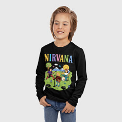 Лонгслив детский Нирвана мультяшный стиль, цвет: 3D-принт — фото 2
