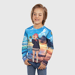 Лонгслив детский Дандадан Сиратори Айра с ракушкой в руках, цвет: 3D-принт — фото 2