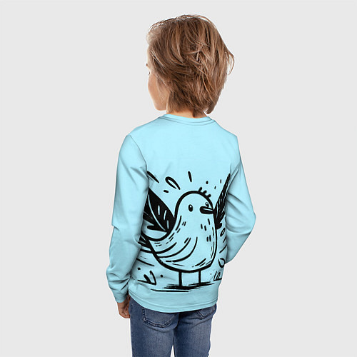 Детский лонгслив Чайка в стиле скетча / 3D-принт – фото 4