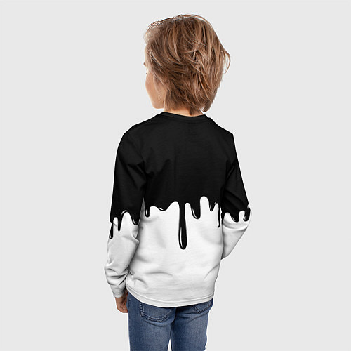 Детский лонгслив Doom logo жидкие краски / 3D-принт – фото 4