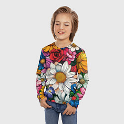 Лонгслив детский Крупные цветы, цвет: 3D-принт — фото 2