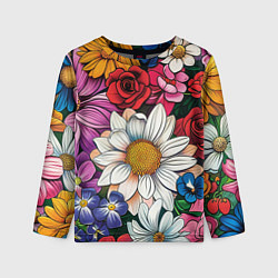 Детский лонгслив Крупные цветы