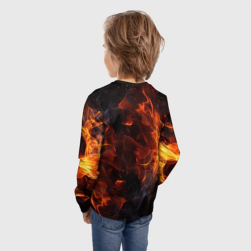 Детский лонгслив XXXTentacion на фоне огня / 3D-принт – фото 4