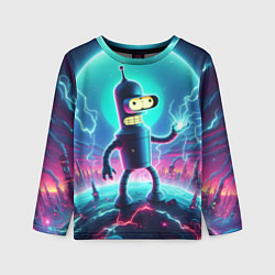 Лонгслив детский Робот-сгибальщик Бендер пропускает через себя молн, цвет: 3D-принт