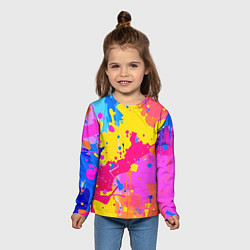 Лонгслив детский Яркие пятна акриловой краски на стене, цвет: 3D-принт — фото 2