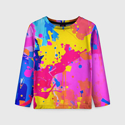 Лонгслив детский Яркие пятна акриловой краски на стене, цвет: 3D-принт