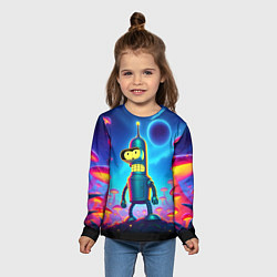 Лонгслив детский Сынишка Бендера в сказочном лесу светящихся грибов, цвет: 3D-принт — фото 2