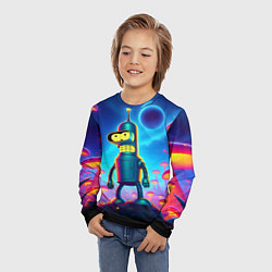Лонгслив детский Сынишка Бендера в сказочном лесу светящихся грибов, цвет: 3D-принт — фото 2