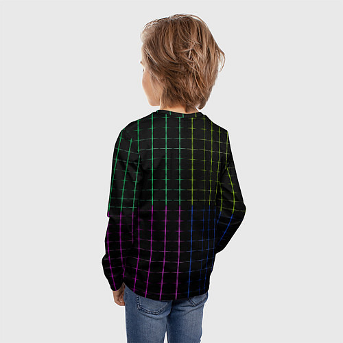 Детский лонгслив Color black multicolored stripes / 3D-принт – фото 4