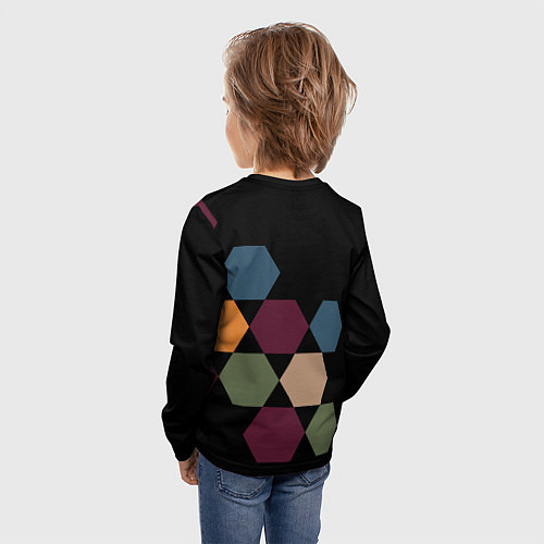 Детский лонгслив Honeycombs autumn colors / 3D-принт – фото 4