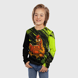 Лонгслив детский Курица читает книгу как не быть курицей, цвет: 3D-принт — фото 2