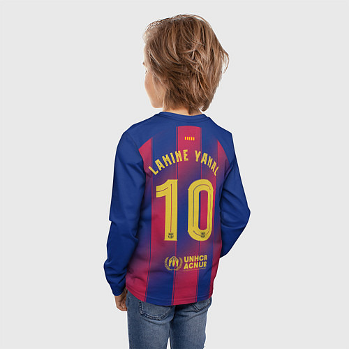 Детский лонгслив Ламин Ямаль, Барселона домашняя форма 2025 2026 / 3D-принт – фото 4