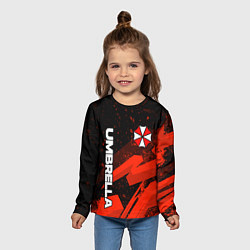 Лонгслив детский Umbrella corp - красный, цвет: 3D-принт — фото 2