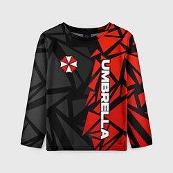 Детский лонгслив Umbrella corp - красные фрагменты