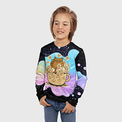 Лонгслив детский Менеджер капибара в кружке в стикерах, цвет: 3D-принт — фото 2