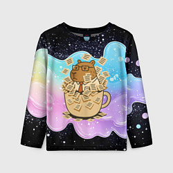 Детский лонгслив Менеджер капибара в кружке в стикерах