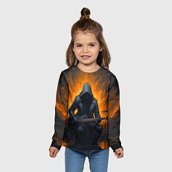 Лонгслив детский Гитарист играющий в пламени, цвет: 3D-принт — фото 2