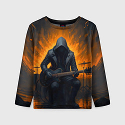 Детский лонгслив Гитарист играющий в пламени