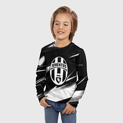 Лонгслив детский Juventus geometry stripes black, цвет: 3D-принт — фото 2