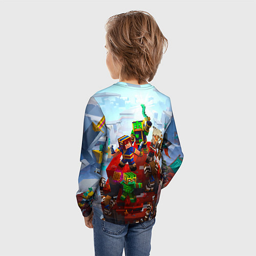 Детский лонгслив Майнкрафт - царь горы / 3D-принт – фото 4