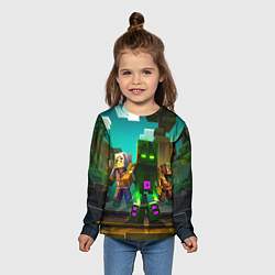 Лонгслив детский Майнкрафт - исследование территории, цвет: 3D-принт — фото 2
