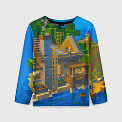 Лонгслив детский Майнкрафт - водный дом, цвет: 3D-принт