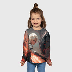 Лонгслив детский Цири сражается с монстром, цвет: 3D-принт — фото 2