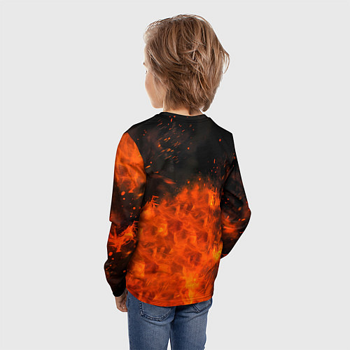 Детский лонгслив Ведьмак в огне / 3D-принт – фото 4